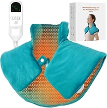 Weighted Heating Pad for Neck & Shoulders Pain Relief, Electric Heating Wrap, 6 Heat Settings, 4 Timers, Auto Shut-Off, Moist & Dry Use, Machine Washable, Gifts for Older, UL, CE Certification