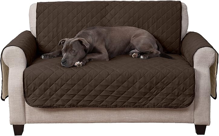 Review Furhaven Water-Resistant & Reversible Loveseat Cover Protector for Dogs, Cats, & Children – Two-Tone Pinsonic Quilted Living Room Furniture Cover – Espresso/Clay, Loveseat