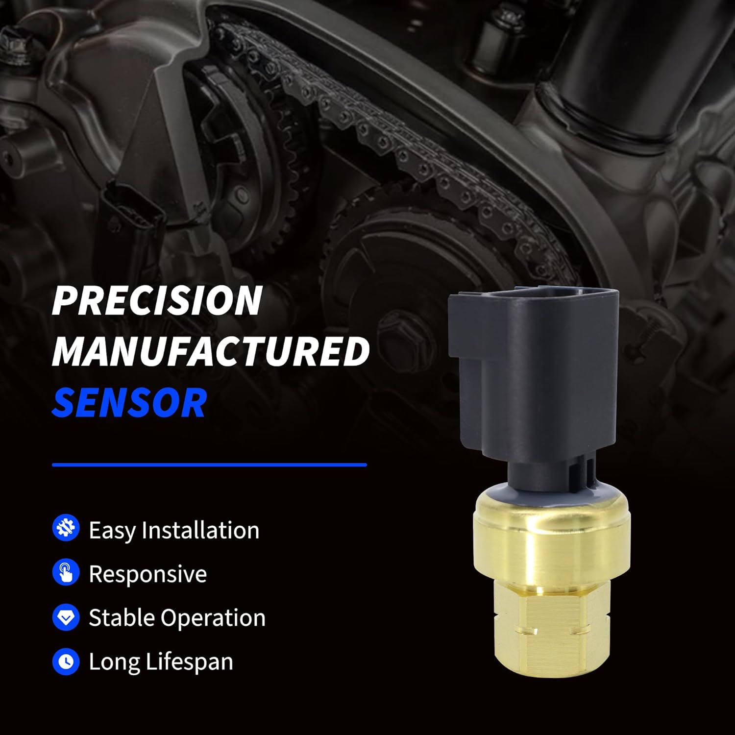 Fuel Injection Pressure Sensor Compatible with Chevrolet GMC Cadillac Buick Camaro Corvette Equinox Impala Malibu Silverado Tahoe Acadia Sierra Terrain Yukon Escalade 2013 2014 2015 2016 2017 2018