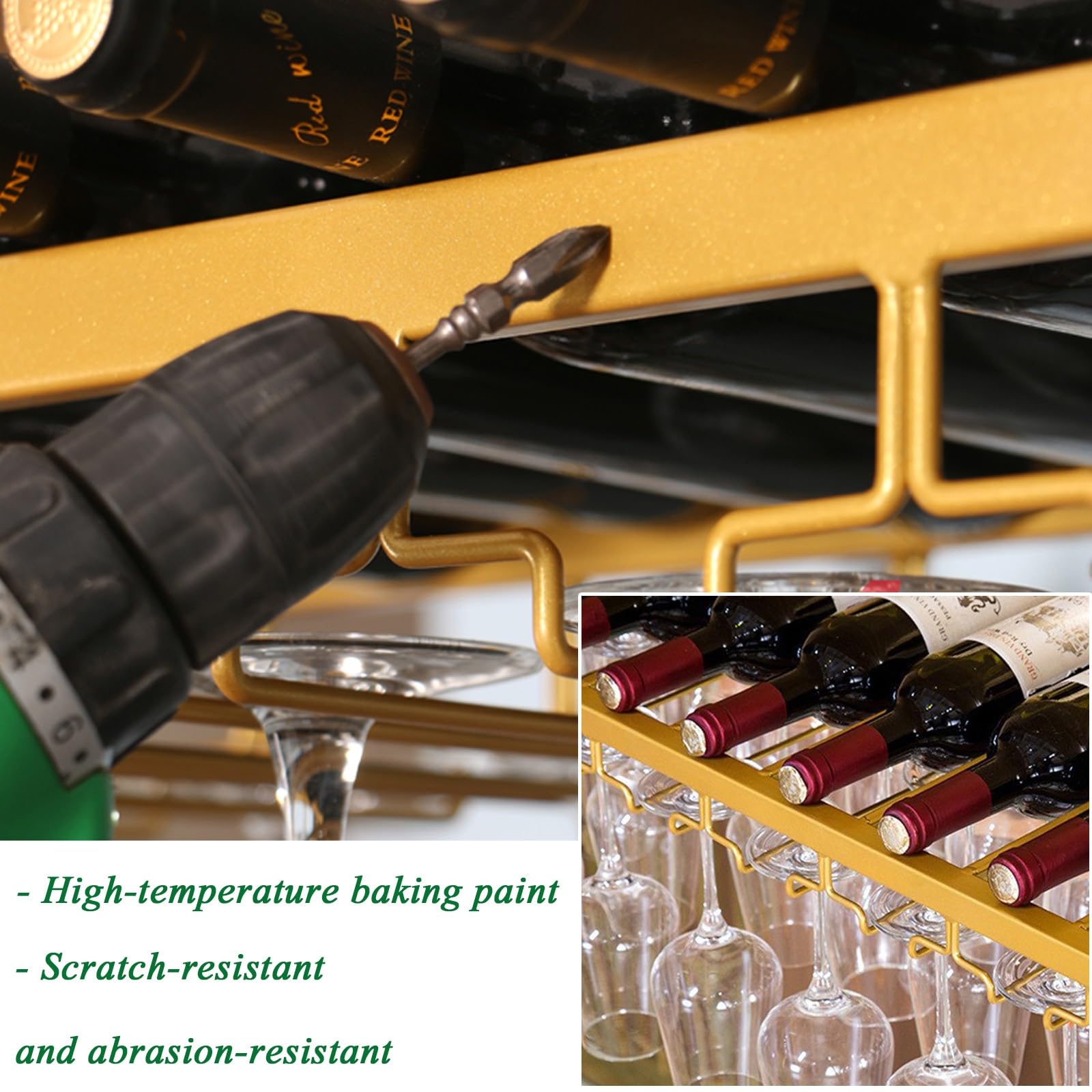 Amazon｜吊り下げワインボトルホルダー ワイングラス収納 ワイングラス