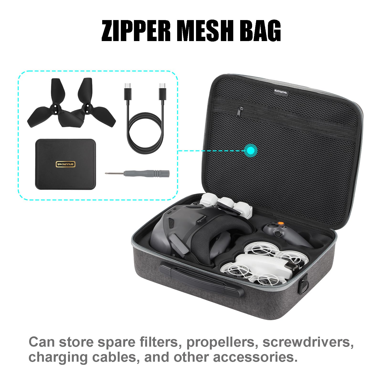 Estuche de Transporte para dji Neo/Goggles N3/RC Motion 3, Estuche Protector Bolso de Mano para Drones con Correa de Hombro, Bolsa de Almacenamiento Rígida, Bolsa de Viaje Antiarañazos