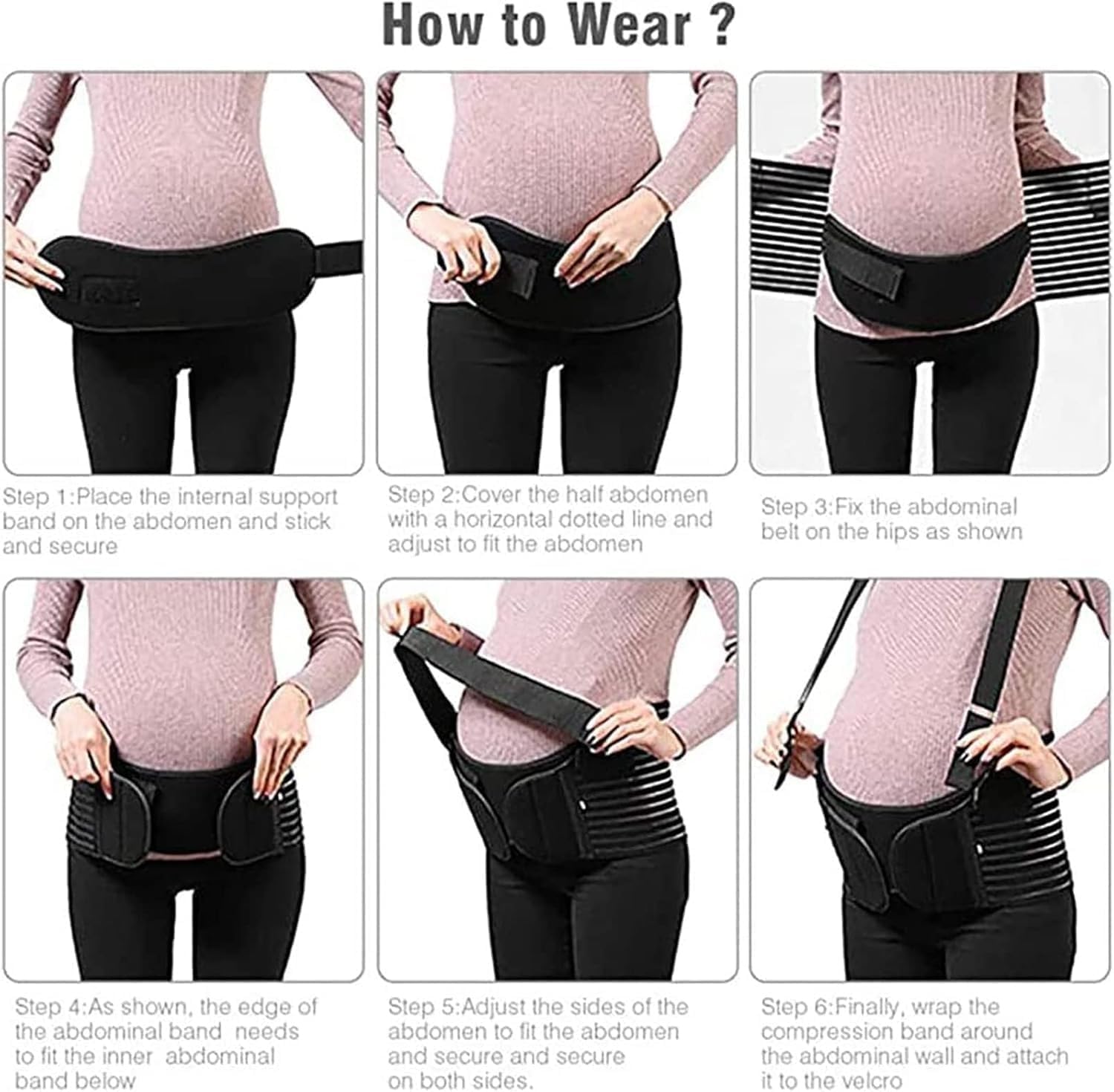 Maternity Pregnancy Support Belt with Shoulder Strap and Back Suport Breathable Comfortable, Maternity Belly Band, Relieve, Bump Support Band, Fully Adjustable Throughout Pregnancy(XXL)