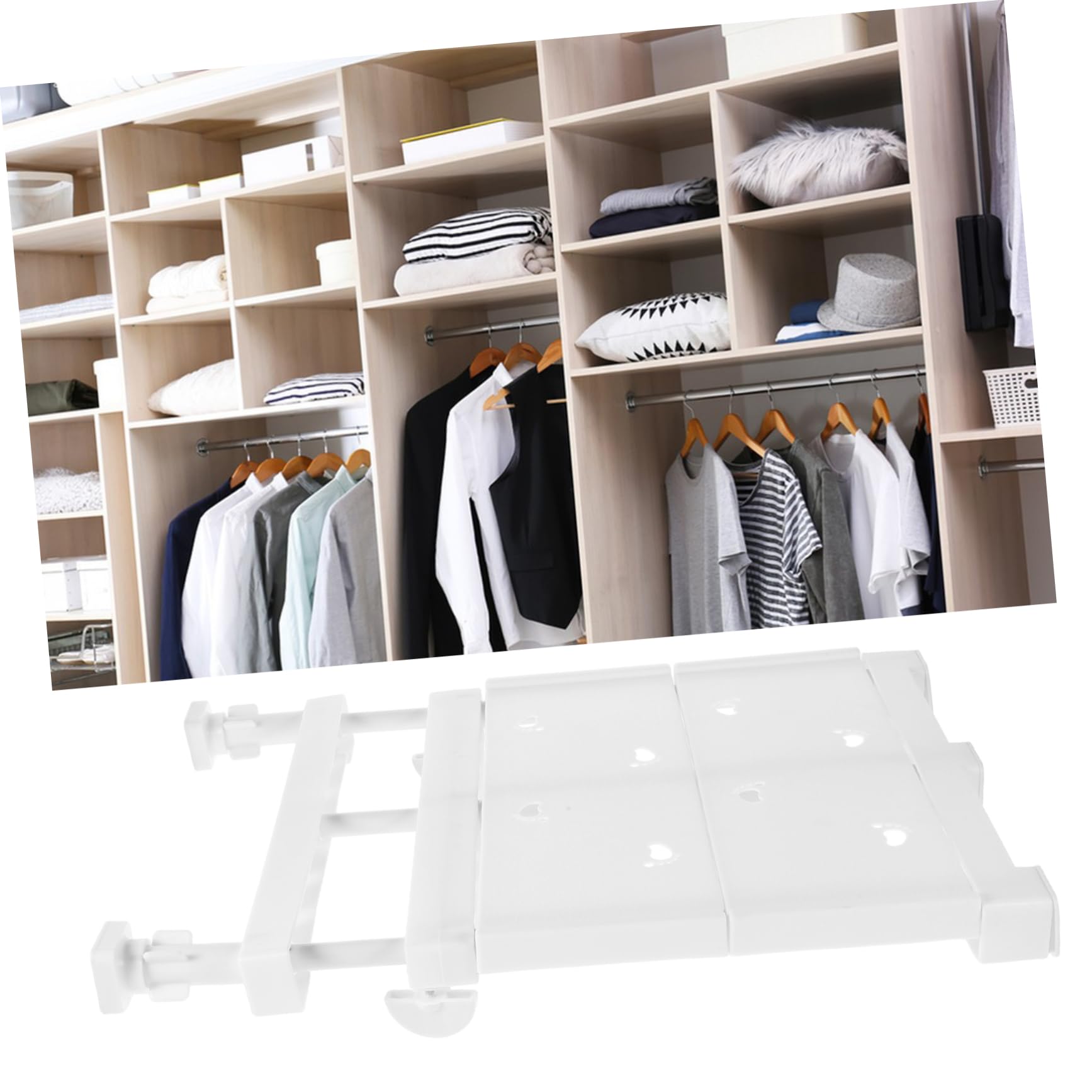 HOOTNEE Expandable Closet Organizer Shelf Storage Rack for Wardrobe Bathroom and Kitchen Detachable Design for Efficient Space Management Easy to Install and Remove and Lightweight
