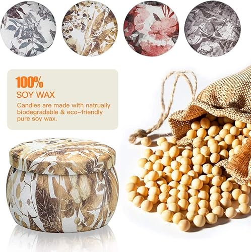 Scented Candles Gift Set 4 Pack Scented Candles Aromatherapy Candle Gifts 100% Natural Soy Wax Portable Travel Tin Jar Candles For Yoga For Birthday, Christmas, Thanksgiving, Mother's Day #TOP1