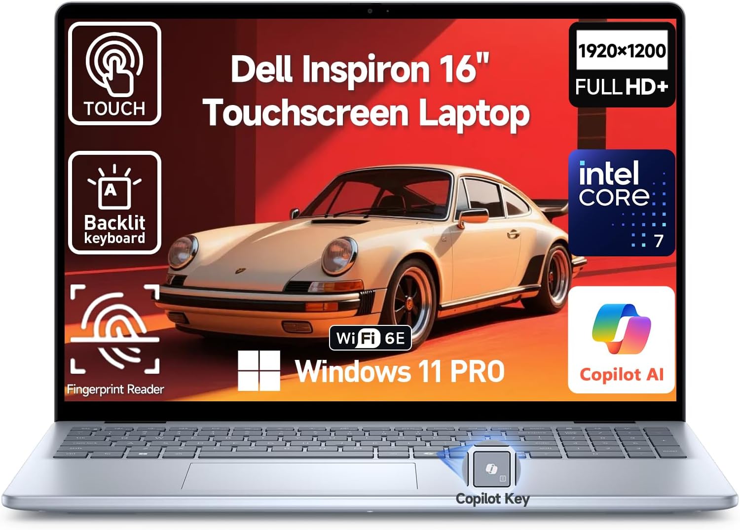 Dell 2026 Inspiron 16 Touchscreen Laptop Computer, Intel 10-Core 7 (Faster Than i7-1355U), 32GB DDR5 1TB SSD, 16" FHD+ Touch Screen, Windows 11 Pro, Backlit Keyboard, Wi-Fi 6E