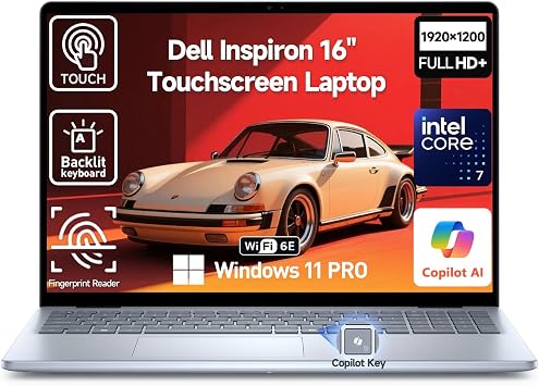 Dell 2026 Inspiron 16 Touchscreen Laptop Computer, 16" FHD+ Touch Screen, Intel Core 7 Beat i7-1355U, 10-Core, 32GB DDR5 1TB SSD, Windows 11 Pro, Backlit KB|Wi-Fi 6E