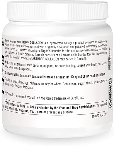 Vista 2 de Source Naturals Arthred Polvo de proteína de colágeno Péptidos hidrolizados de disolución rápida sin sabor Apoyo antienvejecimiento para la salud