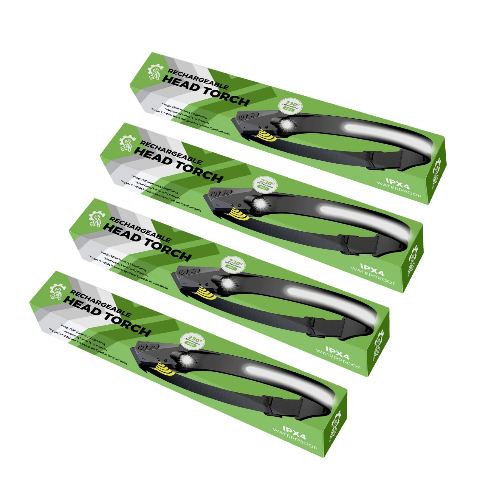 Spanner In The Works Black 230° Led Headlamps – Rechargeable Wide-Beam Head Torch With Motion Sensor, Usb-C Charging, Waterproof & Adjustable (4)