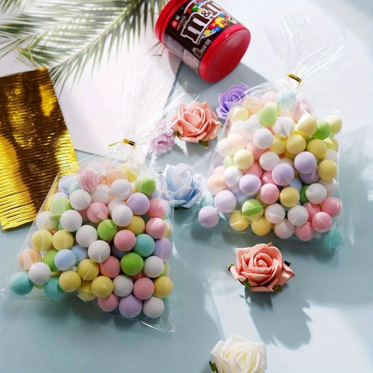 PESUMA 200 PCS Clear Cellophane Sheets, 7x 7 Inch Transparent Christmas Candy Cellophane Wrap for DIY Crafts Party Favors