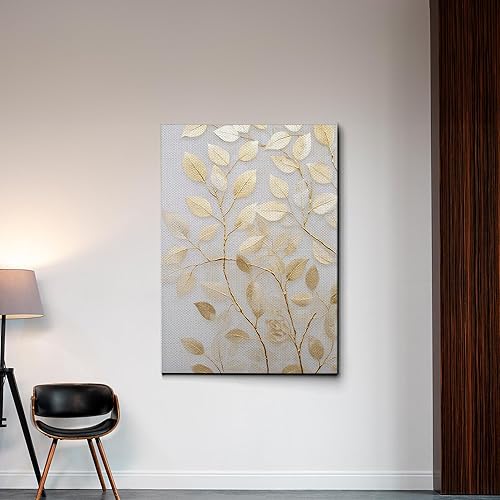 Miniatura 3 de Original Ginkgo biloba Print On Canvas, Modern Textured Gold Wall Art, Abstract Gold Leaves Print, Living room Wall Decor, Wall Art Canvas, Print