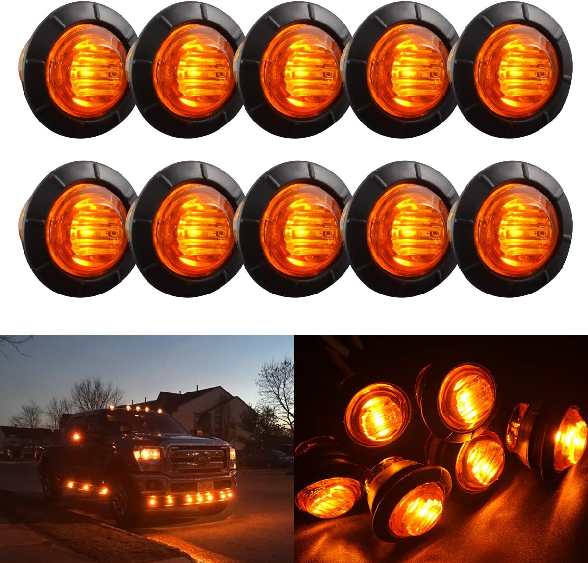 TUINCYN 3/4 Inch Amber Round LED Indicator Light Bulbs Bullet Shaped