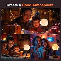 Vista 8 de Moon Lamp LED Night Light - Dimmable Bedside Lamps Small Modern Bedroom Lamp LED Desk Light with 25 Lighting Modes 3D Printed Realistic Moon Surface