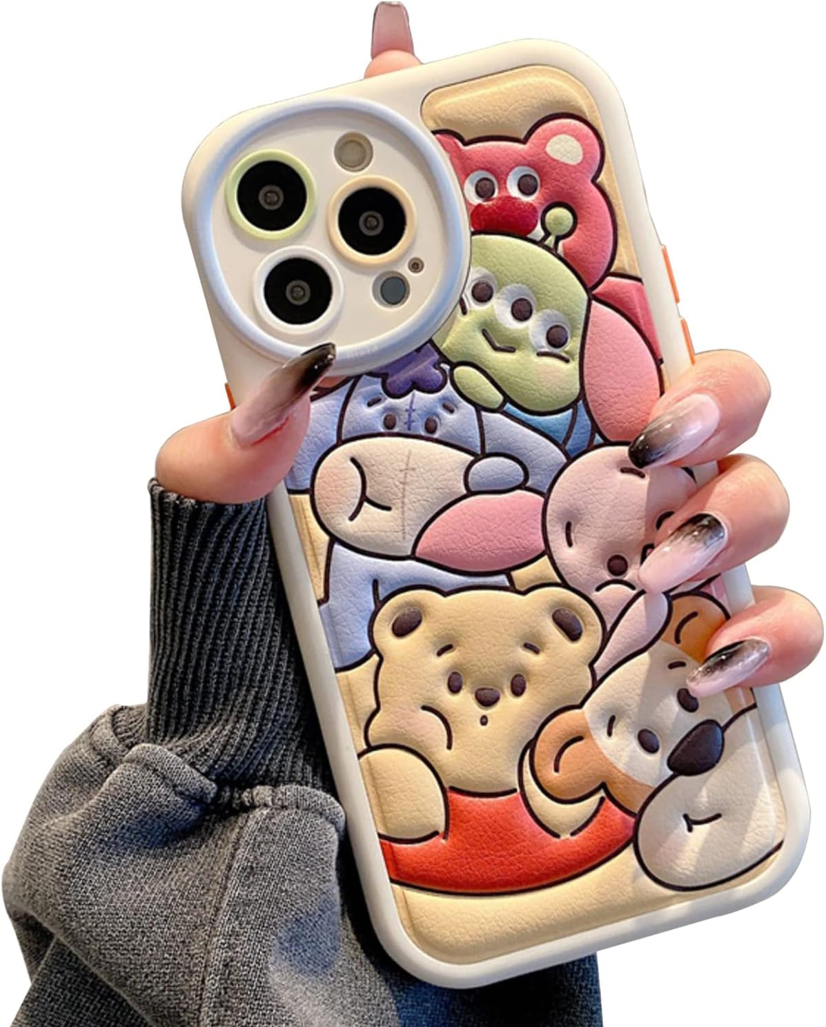 Compatible for iPhone 15 Pro Max Cartoon Case, Kawaii Cute Case Zoo Silicone 3D Cover Strap Soft TPU Shockproof Protective for Kids Girls and Womens