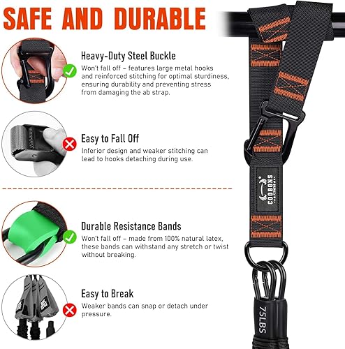Miniatura 4 de Bandas de asistencia para dominadas, bandas de resistencia resistentes de 300 libras para dominadas con altura ajustable, reposapiés de tela y