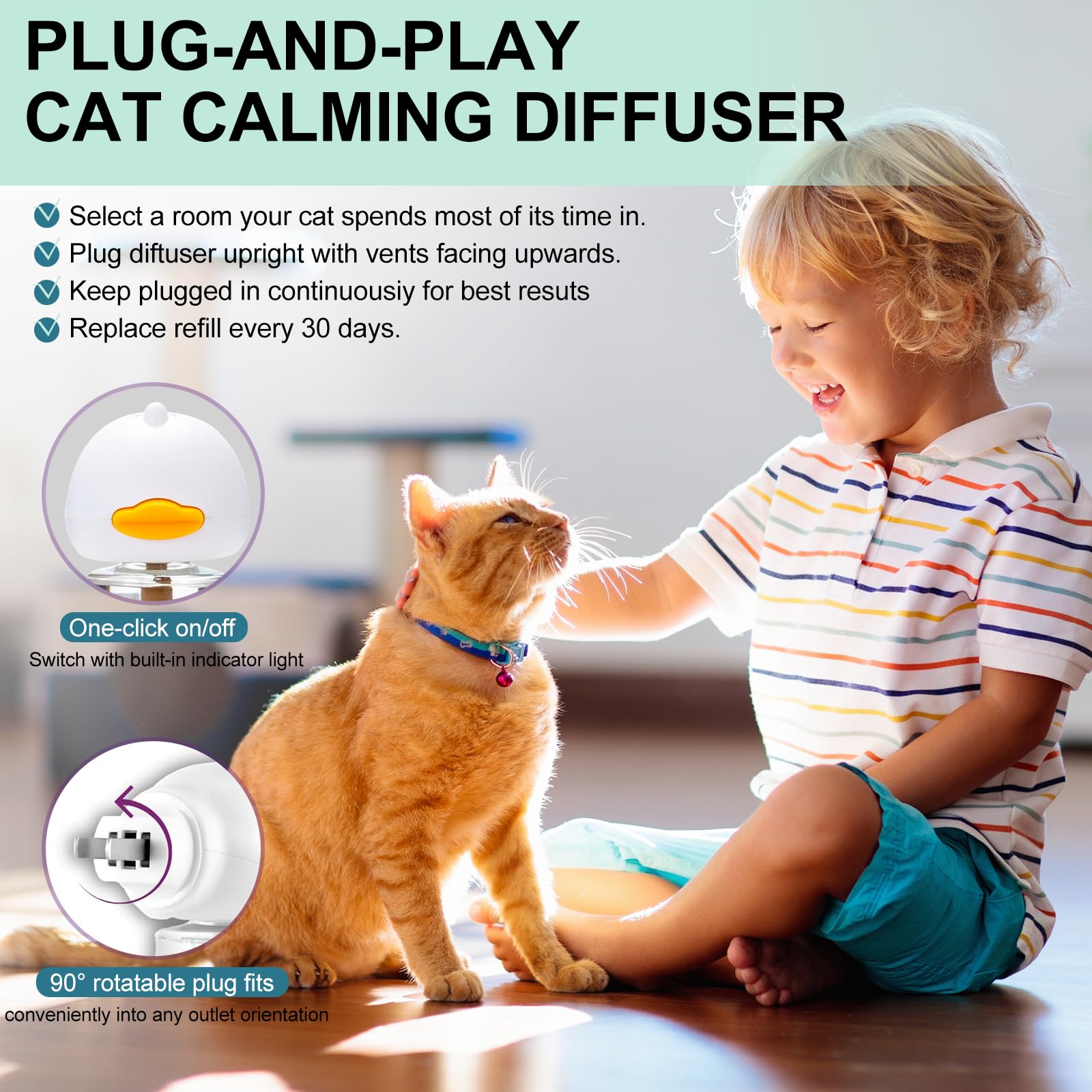 Cat Calming Pheromone Diffuser 4 in 1 Kit Cat Relaxing Pheromone Diffuser Relieve Anxiety Reduce Fighting Spraying and Scratching 48ml Refill - image 6