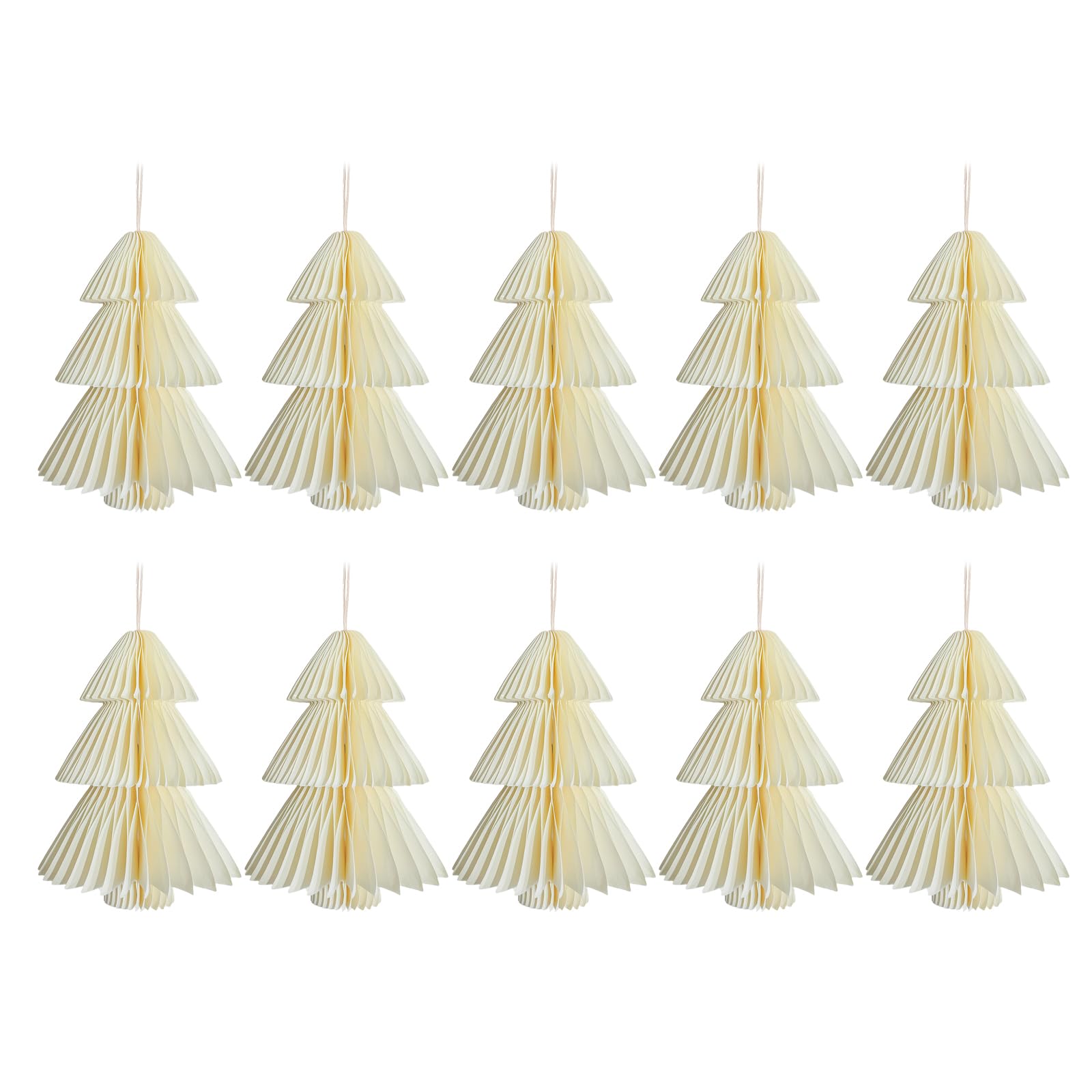 Carotoe Beige 10Pcs Foldable Christmas Tree Hanging Pendant Easy Install Indoor And Outdoor Ornament Party Decoration Supplies Coated Paper Pendants