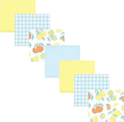 Miniatura 203 de Hudson Baby Paquete de 7 mantas receptoras unisex de franela de algodón para bebé, Dino Friends, talla única Abeja,Azul Verde Dino,Azul