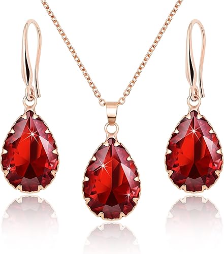 Linawe Conjuntos de joyas de cristal para mujer, collar con colgante de diamante, aretes colgantes de diamantes de imitación, joyería de boda a