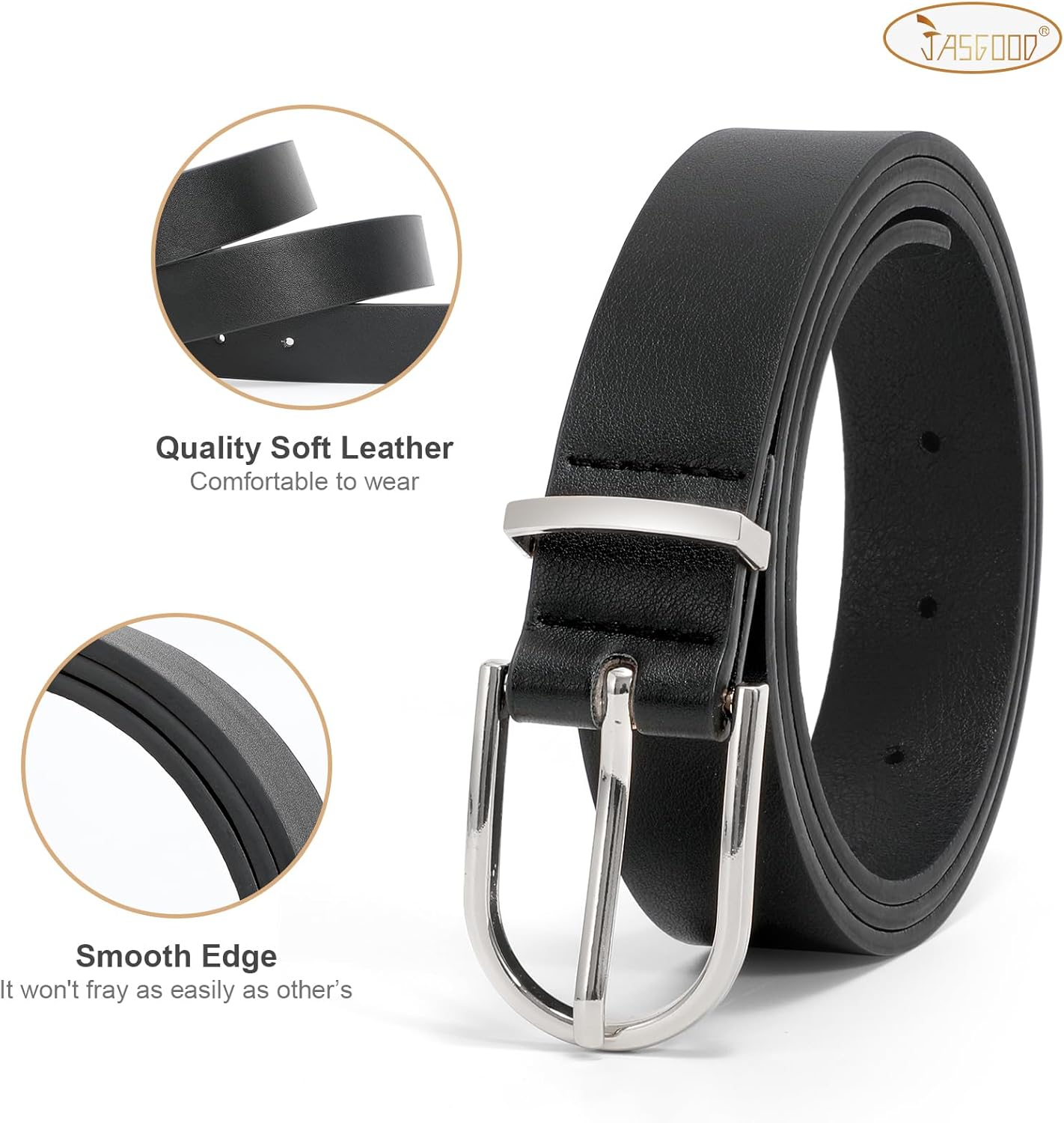 JASGOOD Women’s Leather Belts for Jeans Pants Fashion Ladies Belt with Gold Buckle - Image 4