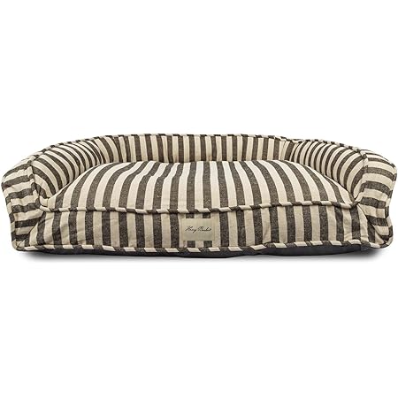 Harry Barker Vintage Stripe Dog Bed Lounger, Black, Medium