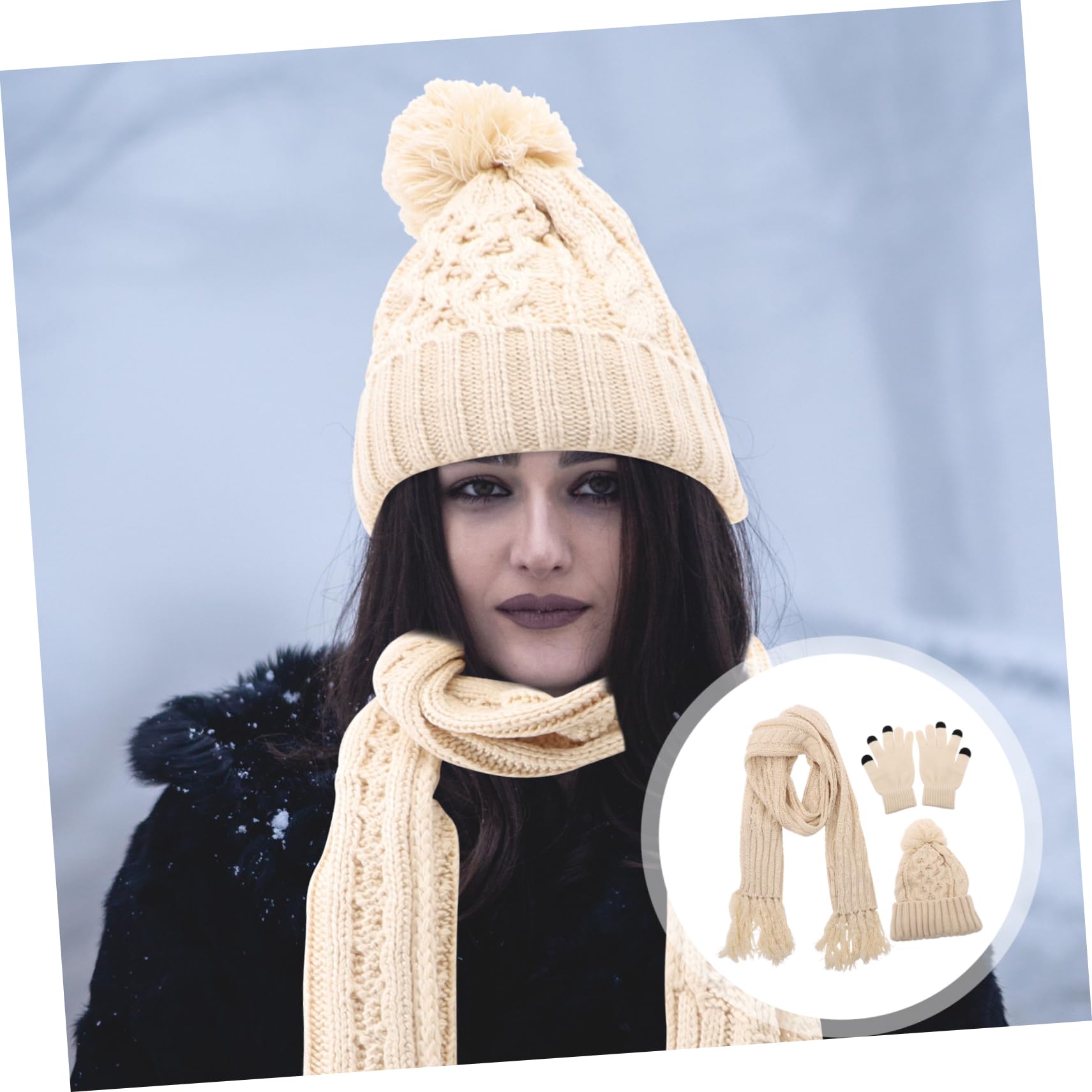 FOMIYES Gorro De Lana Bufanda Guantes Tres Guantes Sombreros De Invierno Gorro De Invierno Bufanda De Mujer Trajes De Invierno Para Mujer Mitones Bufanda De Punto Guantes