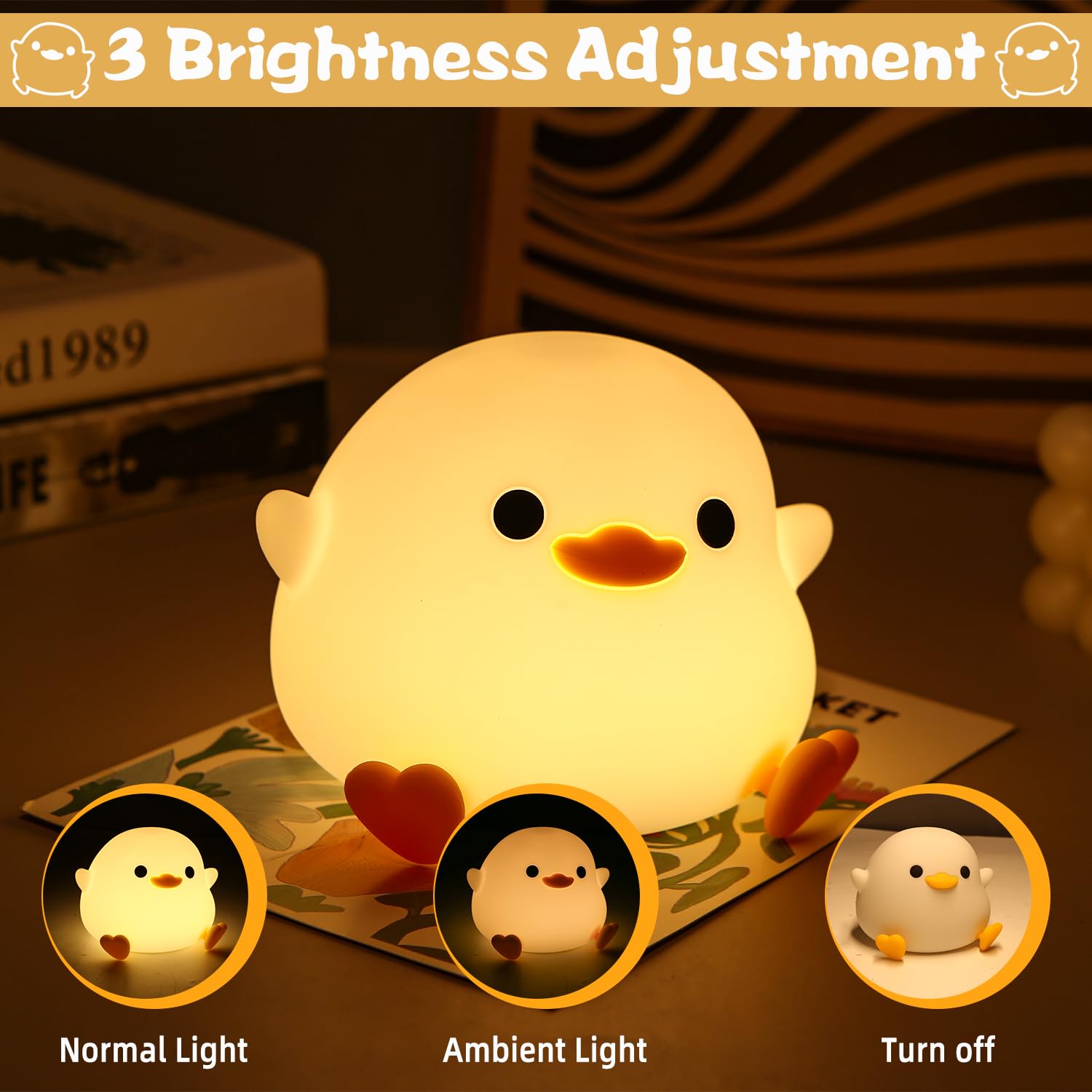 Luce Notturna Bambini, Lampada Anatra Bambini Carina LED,Luce notturna per animali dimmerabile, Luce notturna per allattamento con timer Luce notturna adatta per la decorazione della stanza Regali