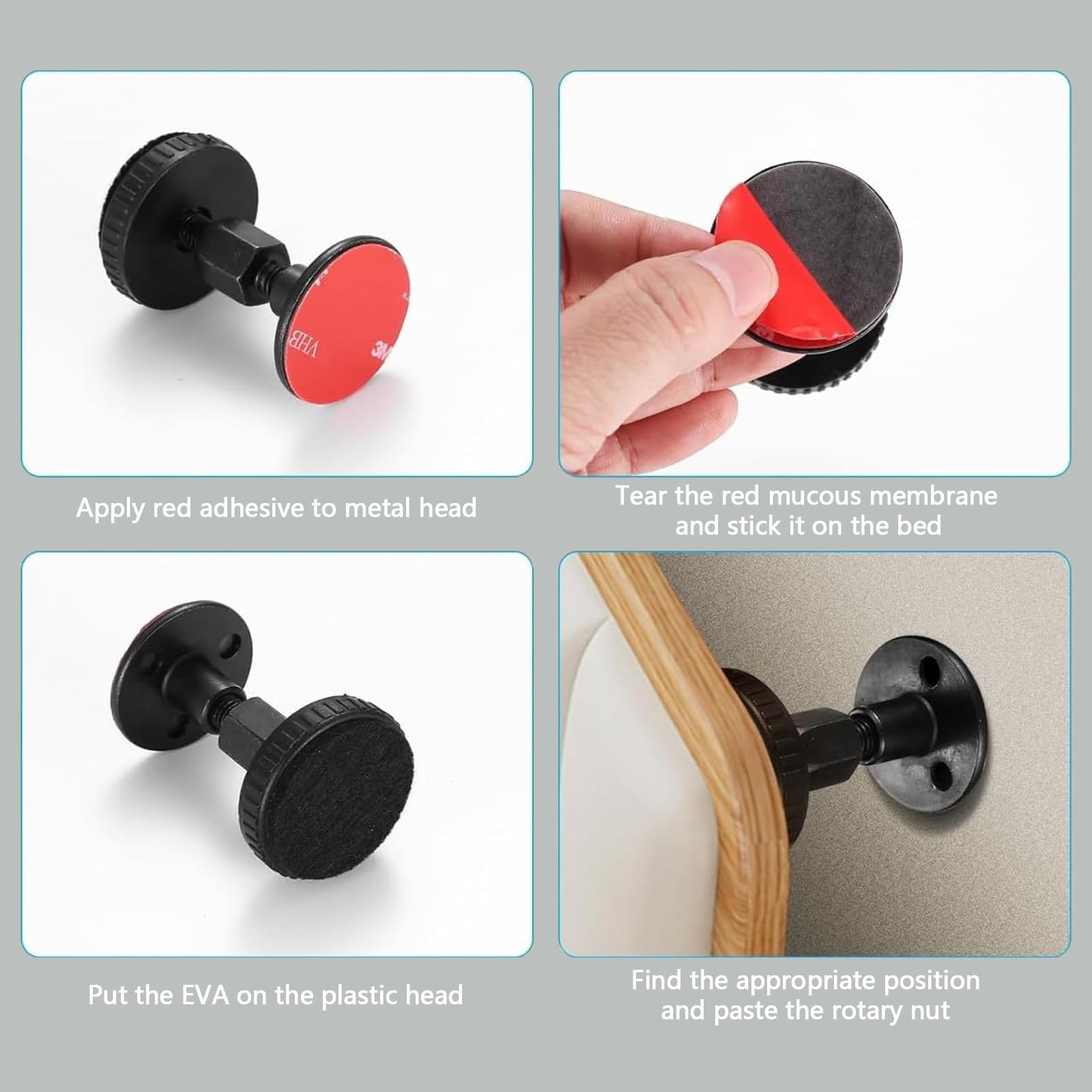 4 distanziatori regolabili anti-shake da parete 30 – 110 mm, distanziatore letto con filettatura, testiera regolabile, per travi centrali ispessite, stabilizzatore per letti, divani e armadi