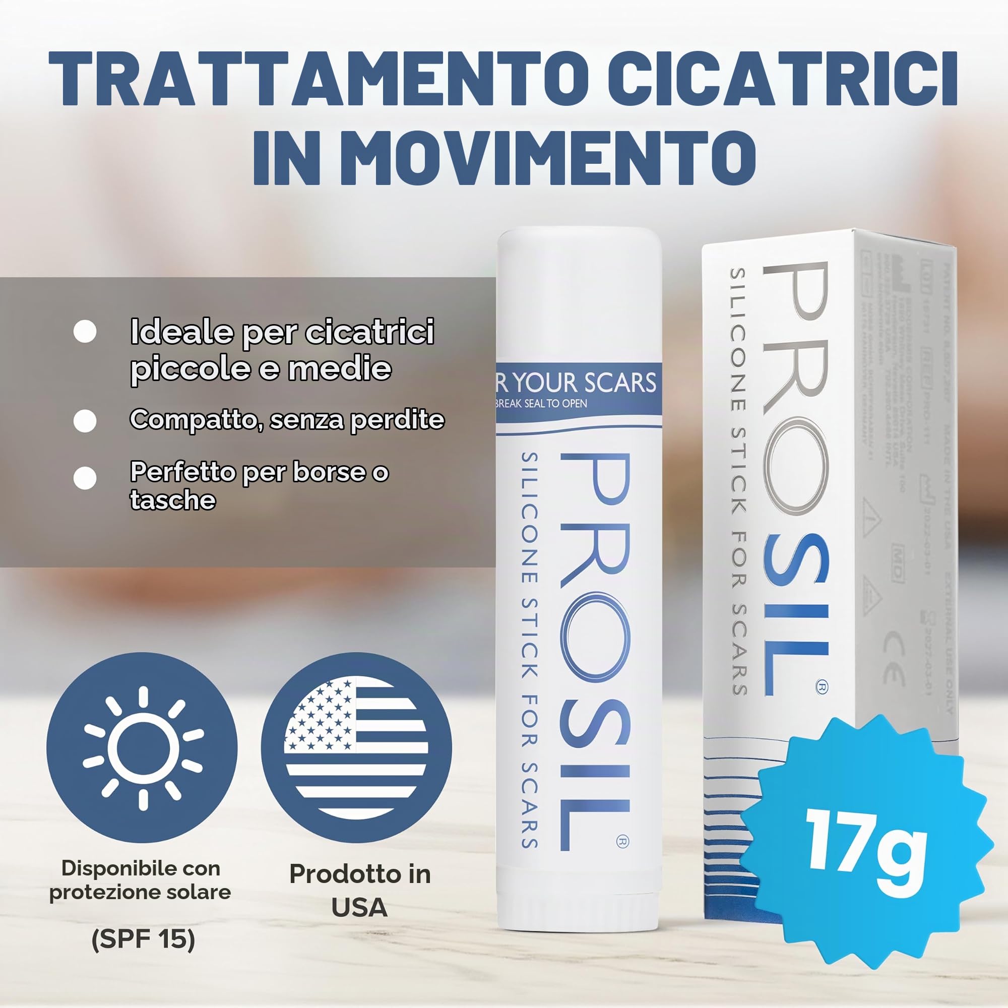 Dermamedix, Markus Halfpap Cicatrice PRO-SIL Silicone Cicatrice Stick Keloid e Hypertophic Scar Glide On Professionale Therapy for Scars 17g (4 x Larger Easy Application Stick) By Prosil