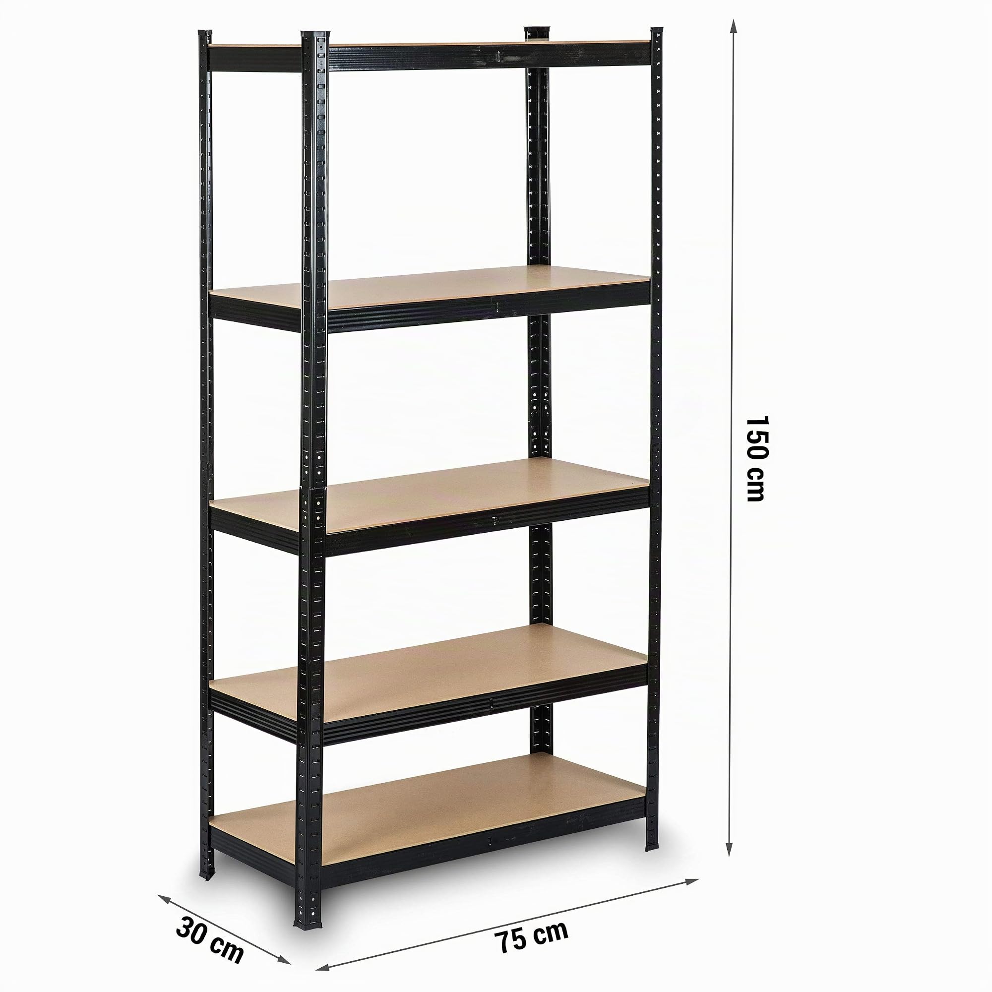 Humberg Estantería de Almacenamiento para Cargas Pesadas, 2 en 1, 150 x 75 x 30 cm, con 5 estantes, Carga máxima de 500 kg