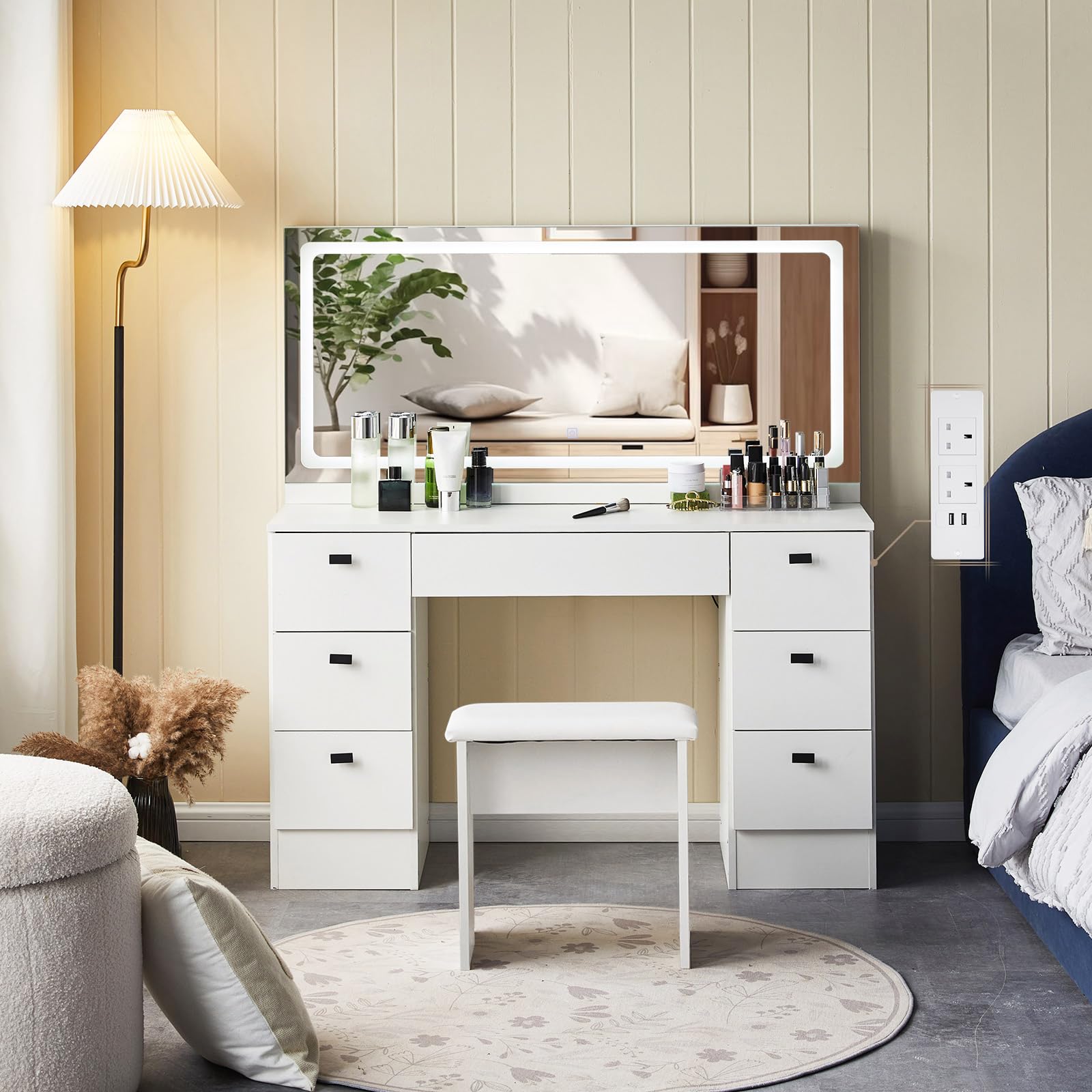 Vanity Desk With Mirror Target Vanity Desk With LED Lights