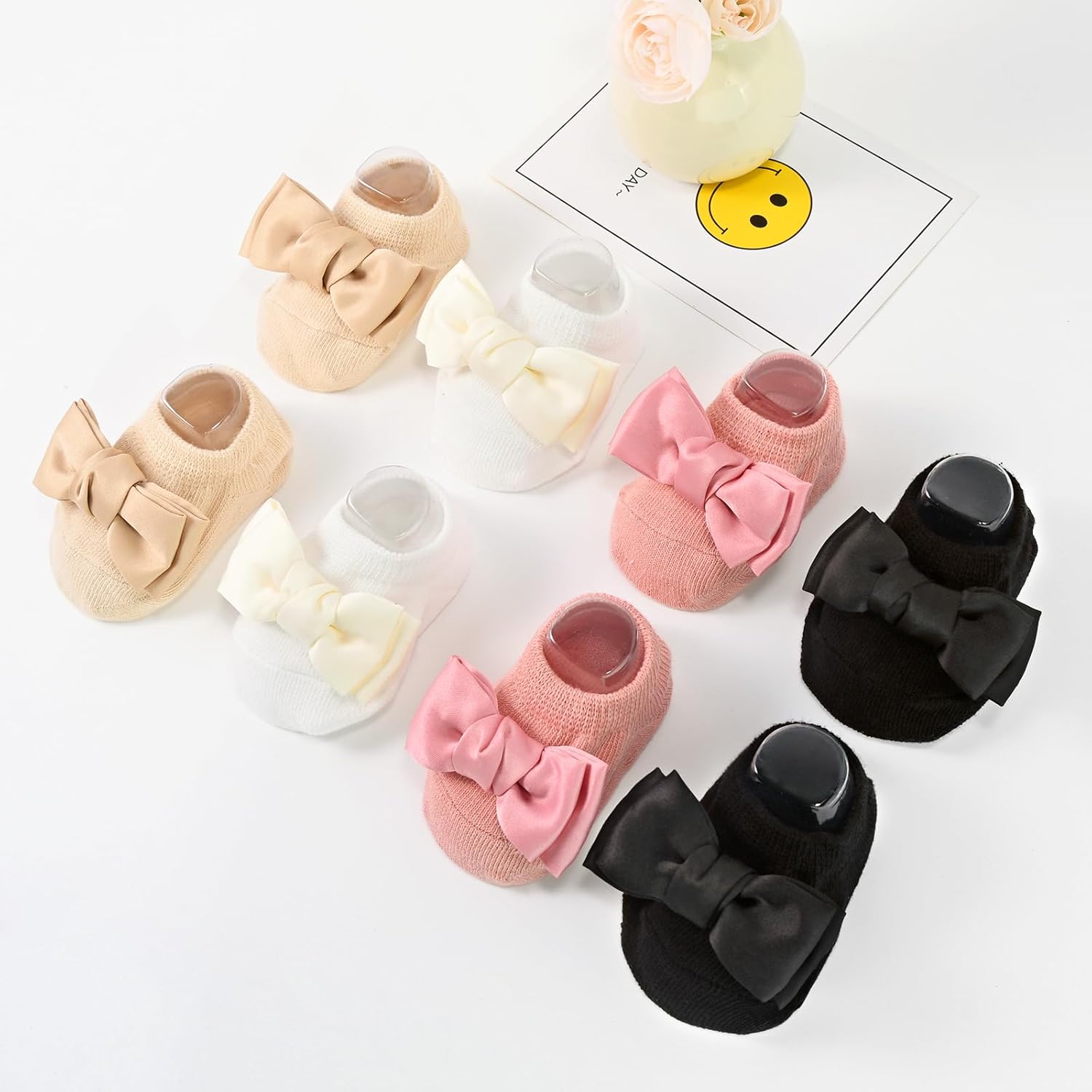 SAOROPEB 4-Pair Baby Girls Socks, Non-Slip Grips for Babies Toddler, Ankle Socks for Girls - Image 4