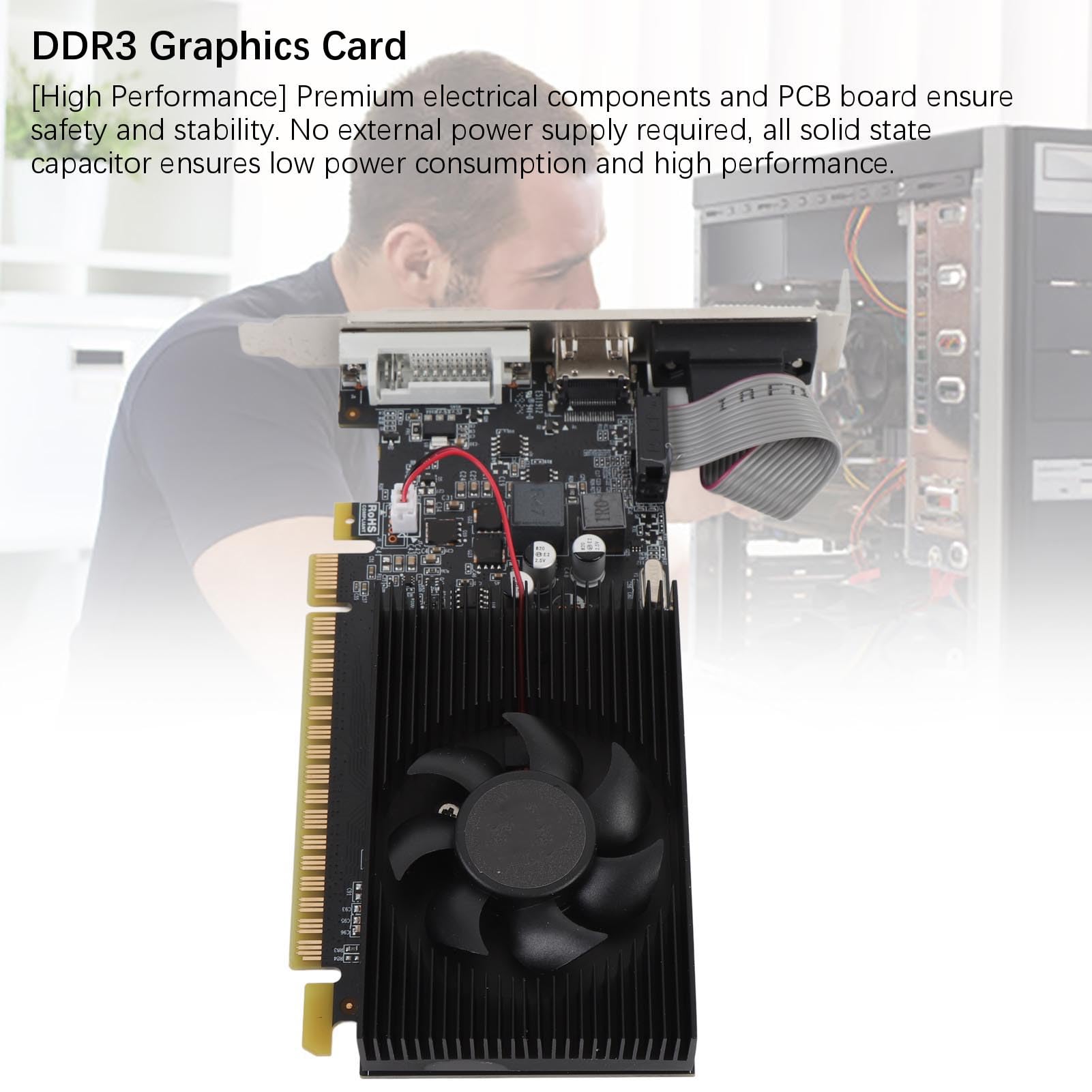 Scheda Grafica GT740, Memoria DDR3 da 4 GB a 128 Bit, Interfaccia Multimedia DVI VGA HD, Scheda Video del Computer PCI E 3.0 X16 con Fan