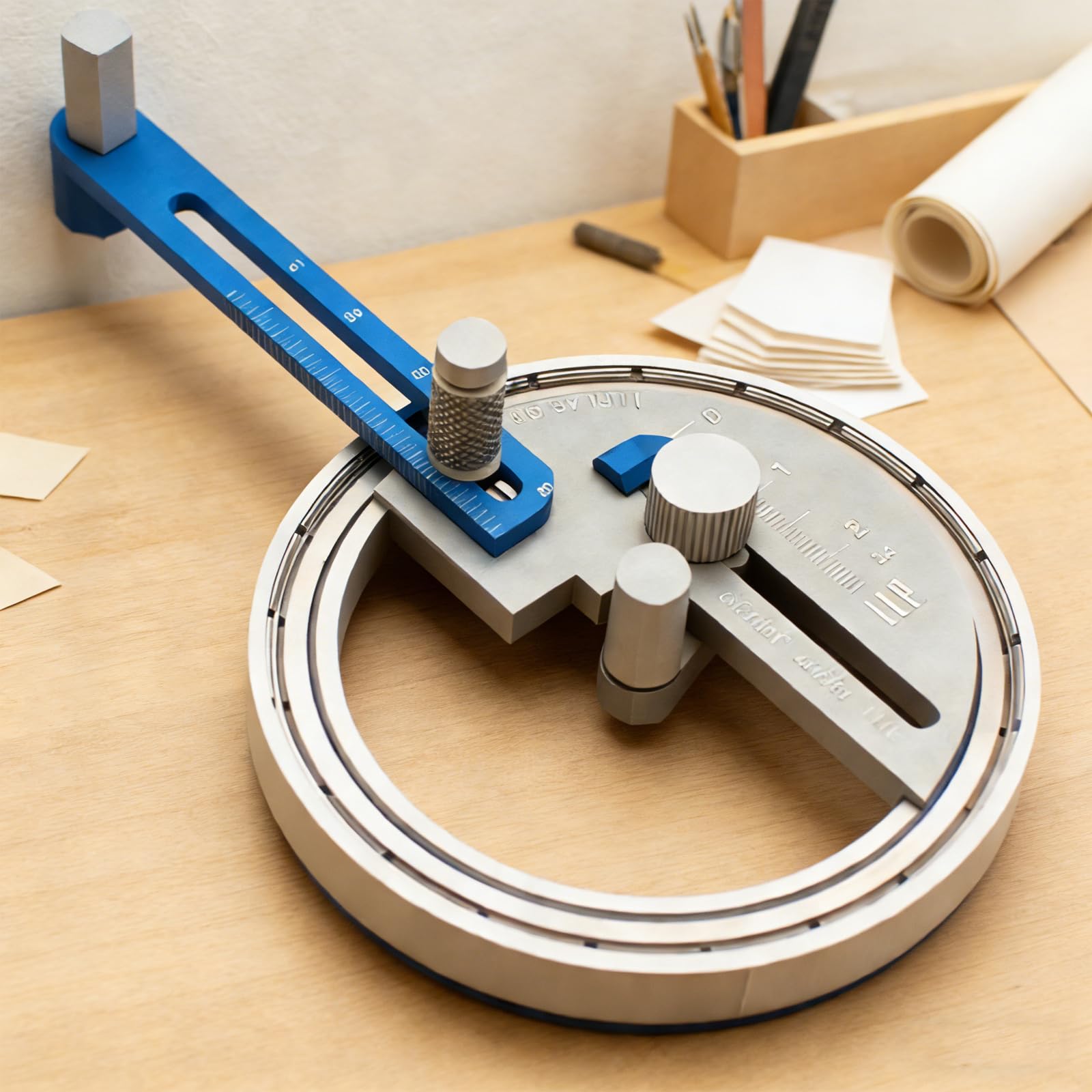 Taglierina circolare regolabile, in acciaio inox, con 2 lame, adatta per tagliare carta, tessuto, silicone, carta vetrata e plastica