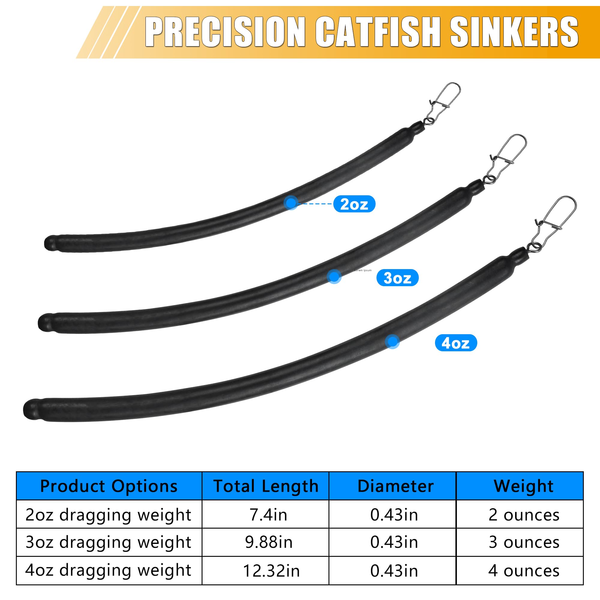 Dragging Weights for Catfish Trolling,Drag Weight Catfish Slip Stick No Snag Sinkers Drag Drift Weight for Dragging,Trolling,Drift Snagless Catfishing Sinker Tackle Gear Fishing Black 2oz - 6pcs