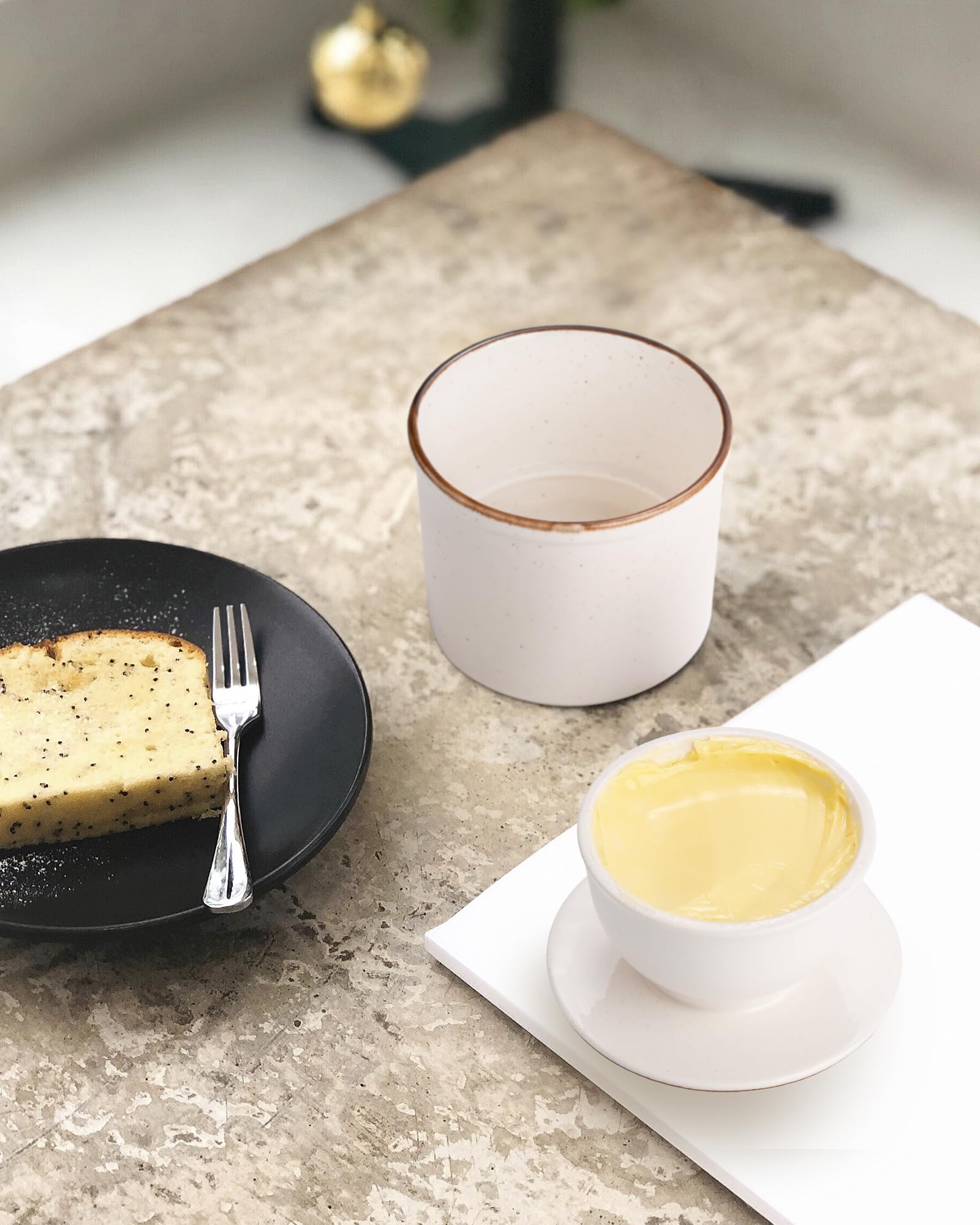 Buttertopf Aus Keramik – Mit Deckel & Wasserlinie, Hält Butter Weich & Frisch, Handbemalt Mit Blumen