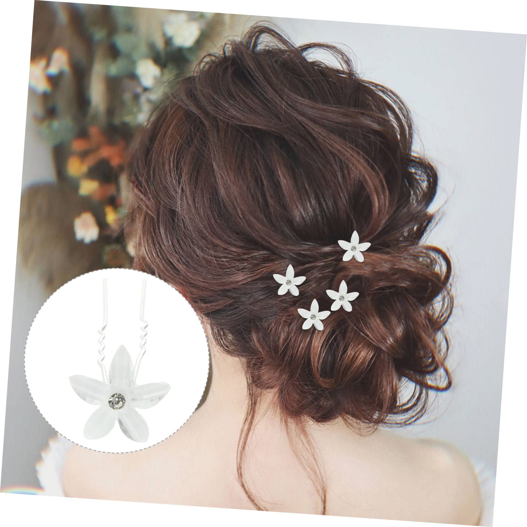 FOMIYES 100stücke Teiliges U-förmige Haarnadel Mit Blumen Braut-haaraccessoire Hochzeits-haarspangen Für Damen Leicht Und Komfortabel Für Feiern Und Alltag