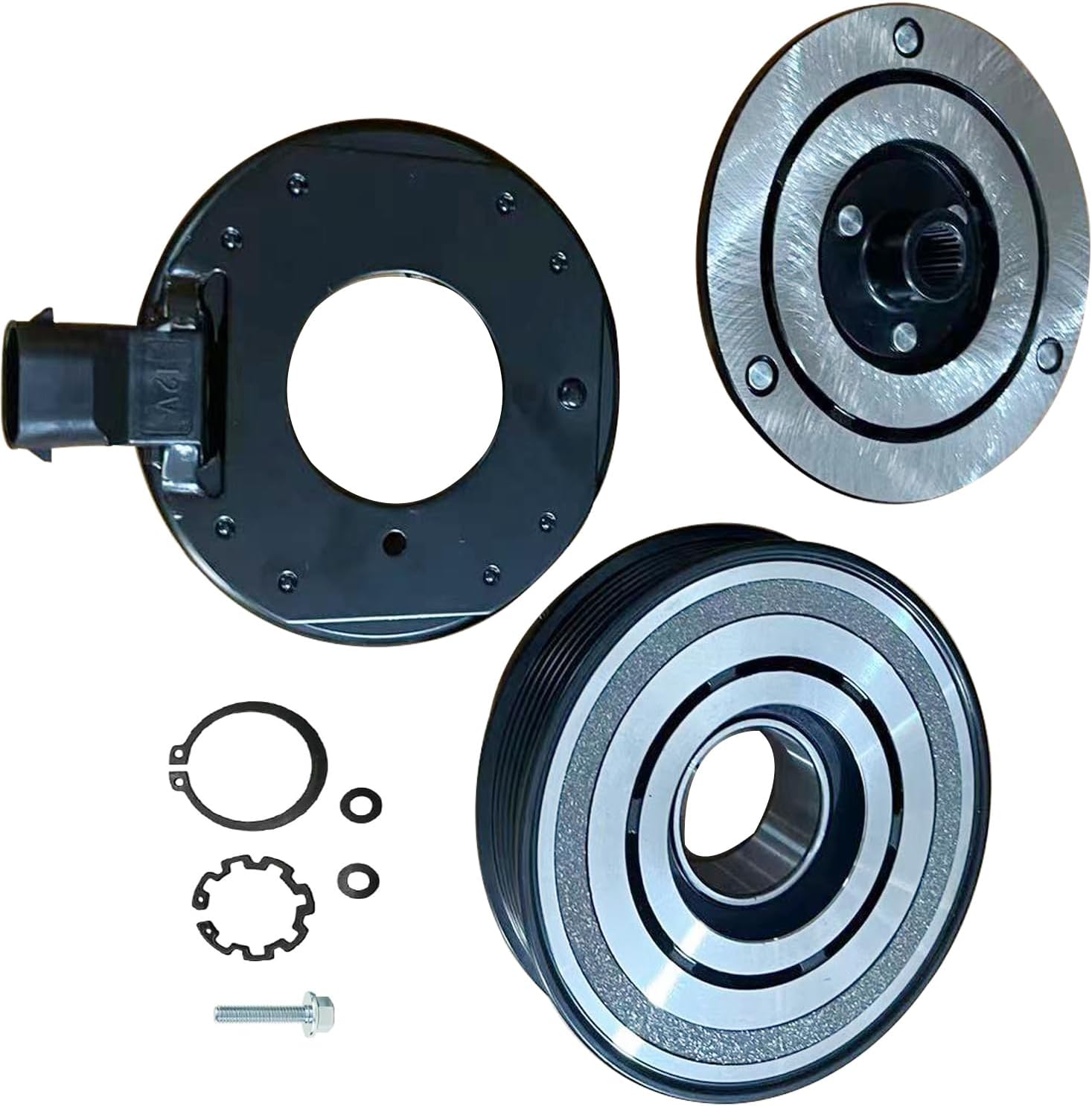 AC Compressor Clutch Assy CO 22219C for Chevy Camaro 3.6 L 2010 2011 2012 2013 2014 2015 Auto Air Compressor Clutch Oil Assembly Kit Pulley Bearing Coil Plate Compressor