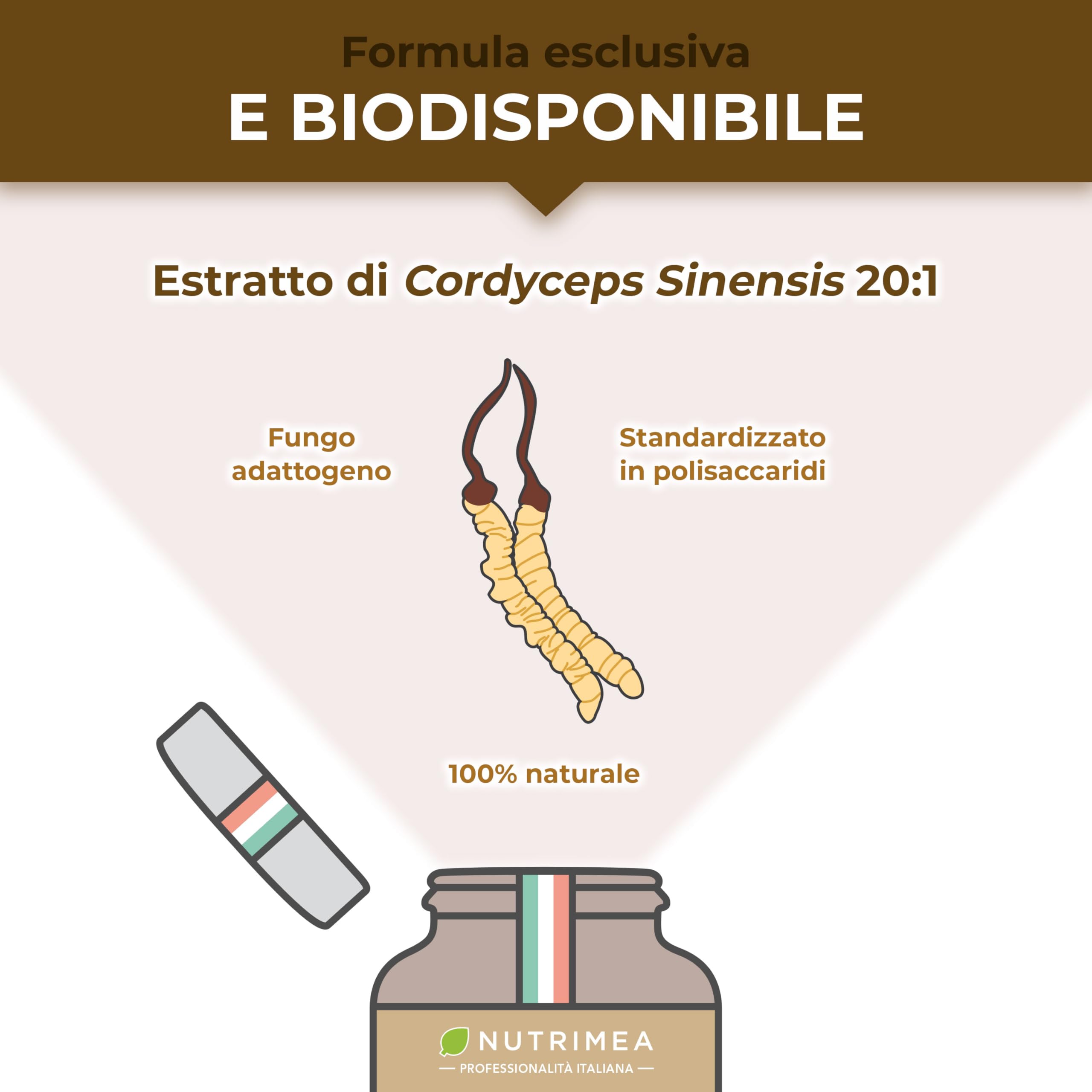 Cordyceps Sinensis | 22200 mg (Estratto di Micelio 20:1) | 100% Naturale | Energia, Resistenza e Immunità | 90 Capsule | Nutrimea