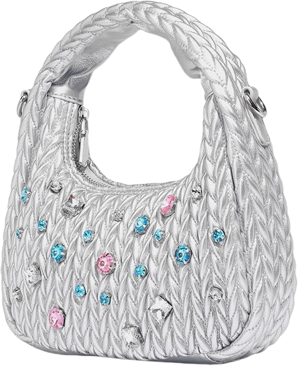 Womens PU Leather Shoulder Bag Pleated Handbag Purse Fashion Crossbody Bag Shopping Bag Female Crescents Bag