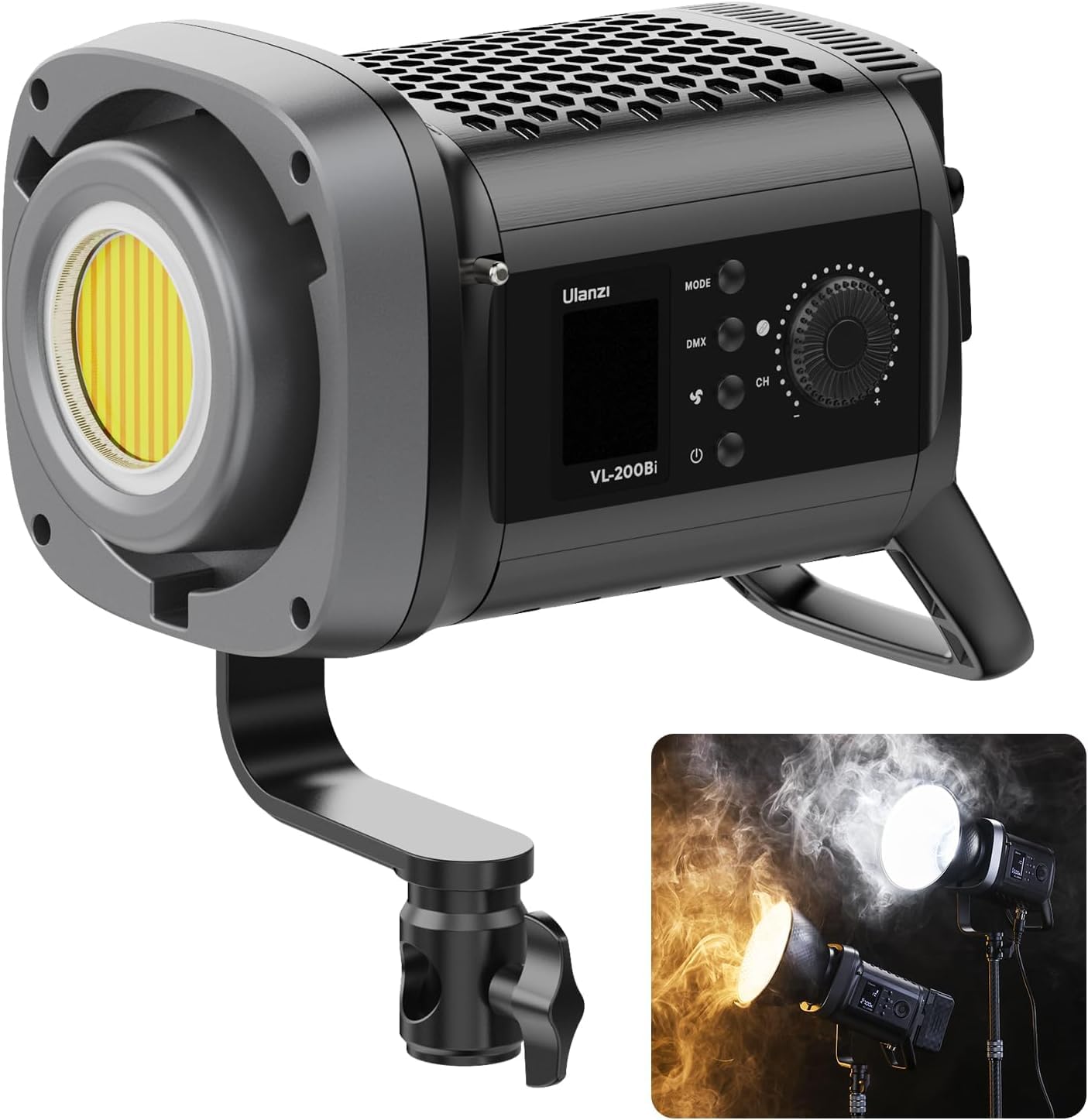 ULANZI VL-200Bi Video Light, 200W Bi Color LED Video Light COB Fill Light Continuous Output Lighting with APP Control, 2700K-6500K, 6 Scenes Bowens