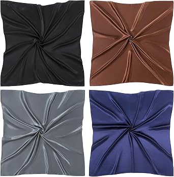 4 Pack 35" Women Large Satin Square Scarves Silk Like Feeling Headscarf Hair Neck Wrapping Scarves for Women