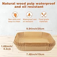 Vista 2 de Forros de papel para freidora de aire, 125 forros desechables para freidora de aire de 5 a 8 cuartos de galón, papel pergamino cuadrado