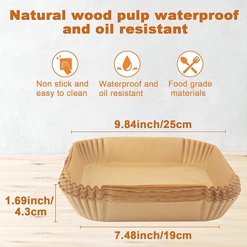 Miniatura 2 de Forros de papel para freidora de aire, 125 forros desechables para freidora de aire de 5 a 8 cuartos de galón, papel pergamino cuadrado