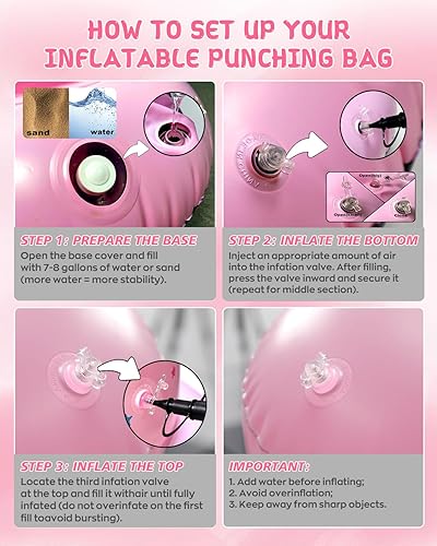 Miniatura 7 de 67 Inch Inflatable Punching Bag for Kids 3-12, Standing Boxing Set for Karate & Taekwondo Training, Stable Boxing Bag Active Toy for Boys & Girls,