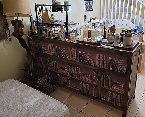 Miniatura 5 de MyFun Papel pintado de estantería vintage falso adhesivo de PVC extraíble despegar y pegar, adhesivo de pared para biblioteca escolar estantería