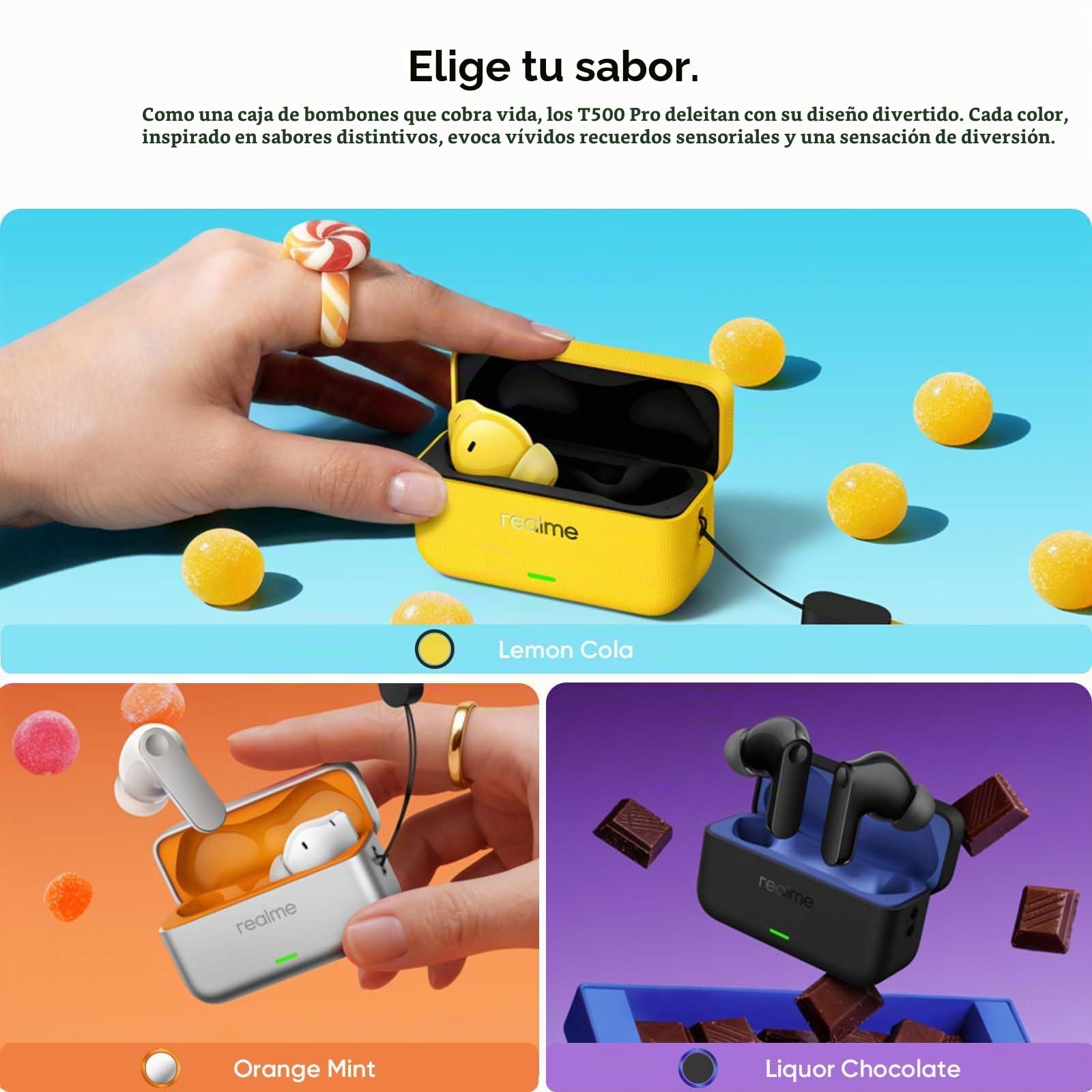 realme Buds T500 Pro Auriculares Inalámbricos con 50dB ANC Cancelación de Ruido, 56H de Batería, Auriculares Bluetooth TWS In-Ear con 12,4 mm Hi-Res Audio Controlador, Traducción con IA, Bluetooth 6.1