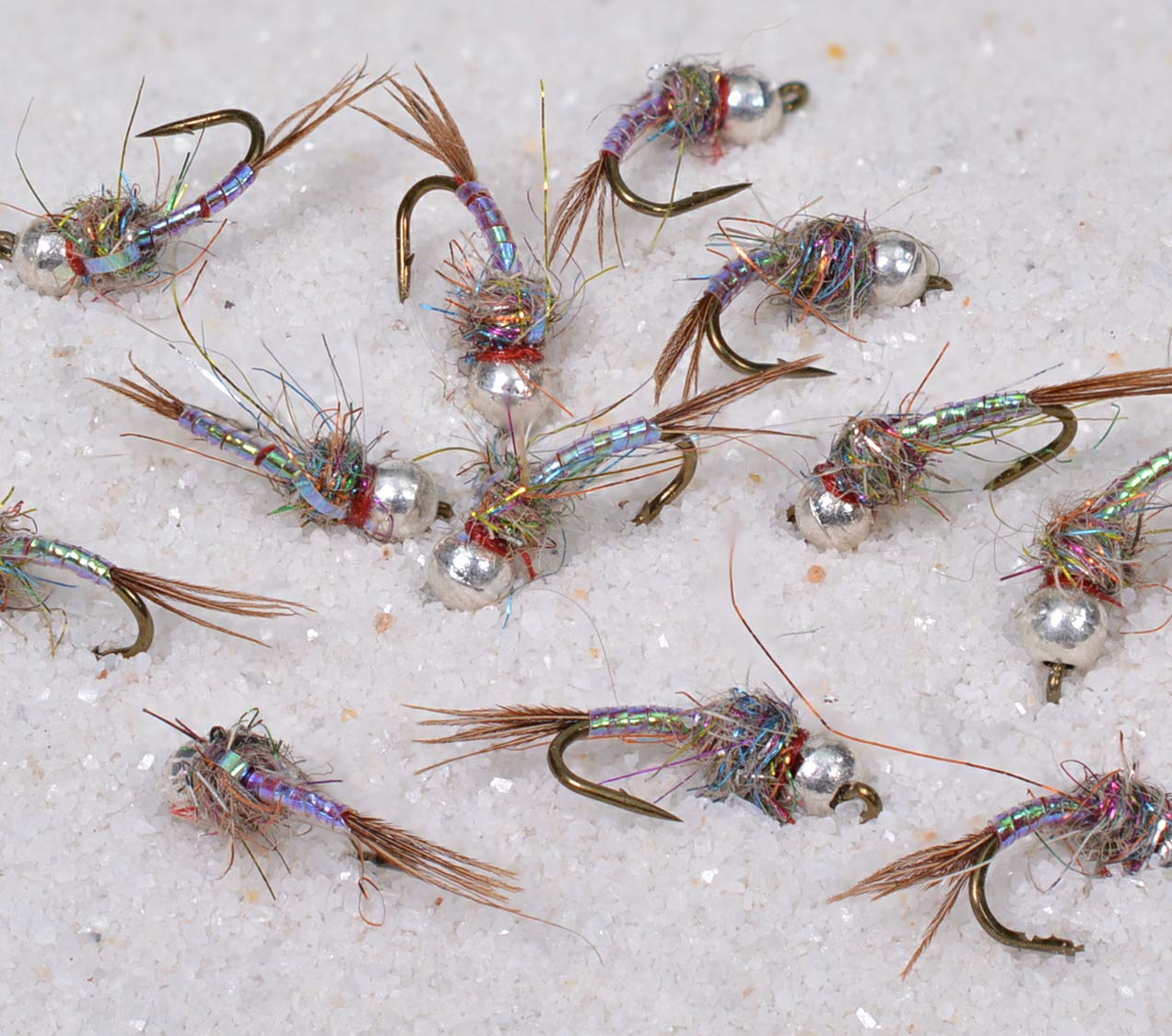 Tungsten Bead Rainbow Warrior Midge Nymph Fly | 12 Flies | Mustad Signature Hooks