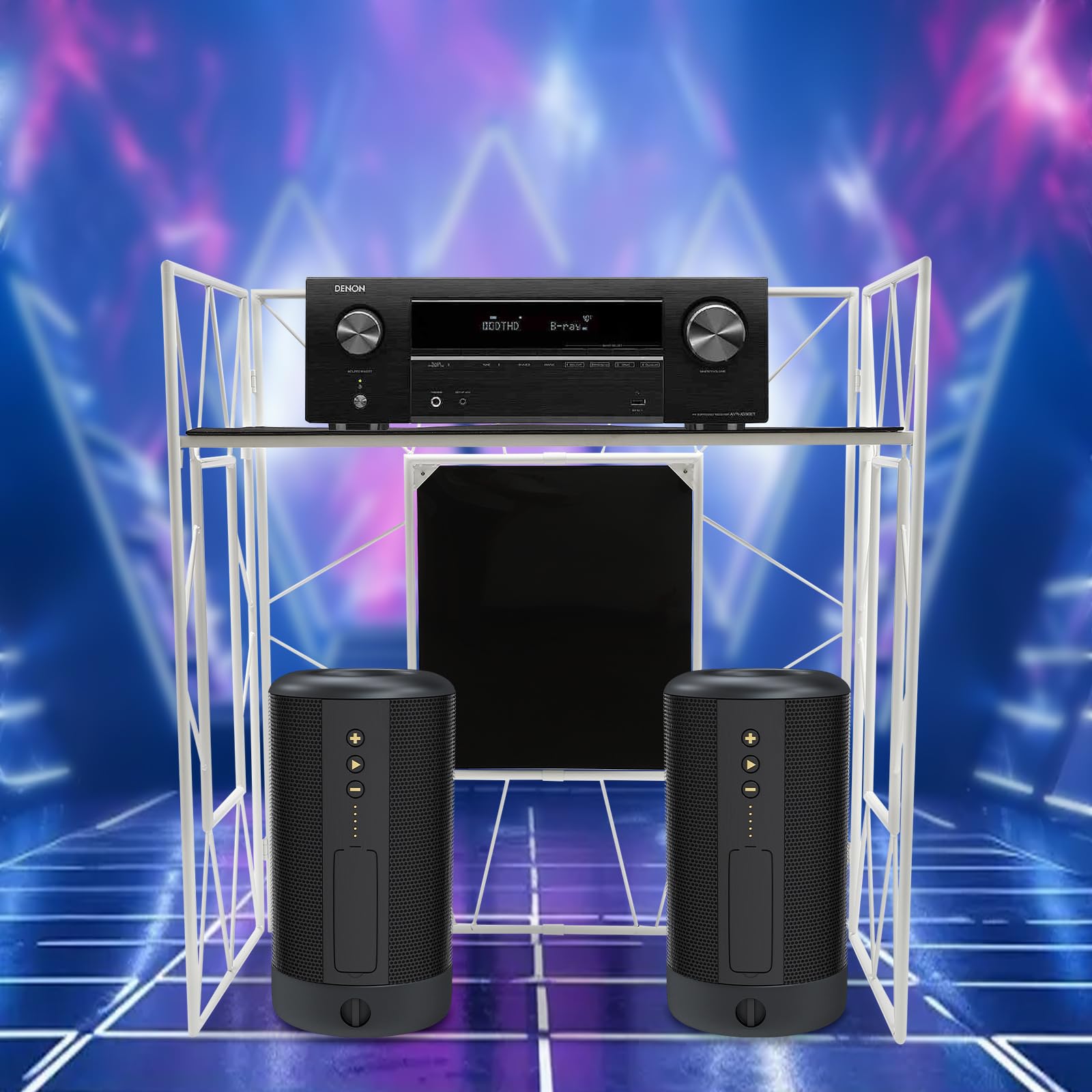 MSAIERPLR DJ Booth Stand Portable DJ Booth DJ Booth Stand Event Table DJ Display Rack Floorstanding Display Rack with Storage Bag DJ Stand Suitable for Use On Stage in Studios 47.6 x 45.3 x 23.6 Inch