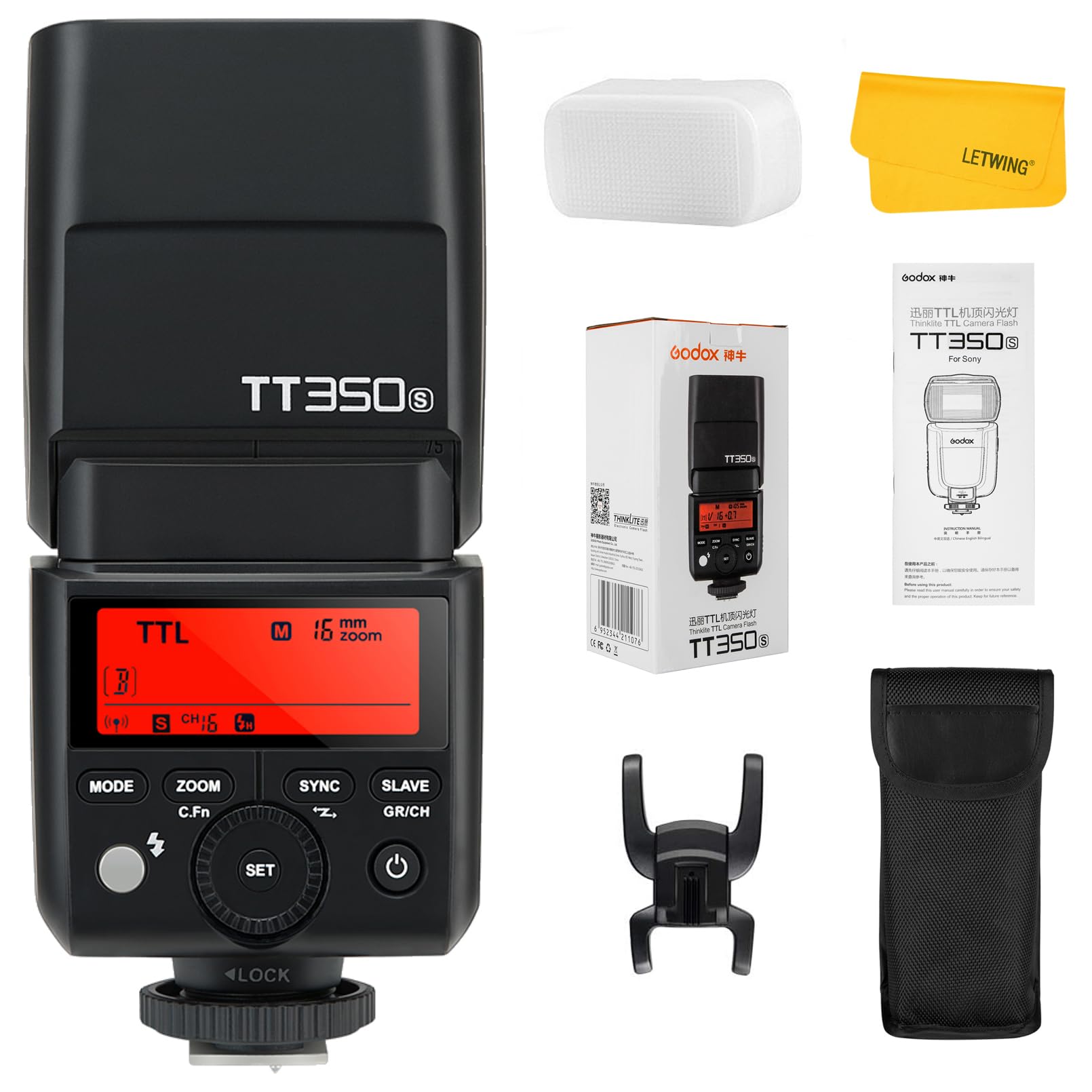 GODOXTT350S Camera Flash with 2.4G HSS 1/8000s TTL GN36 Speedlite Compatible for Sony Mirrorless Digital Camera