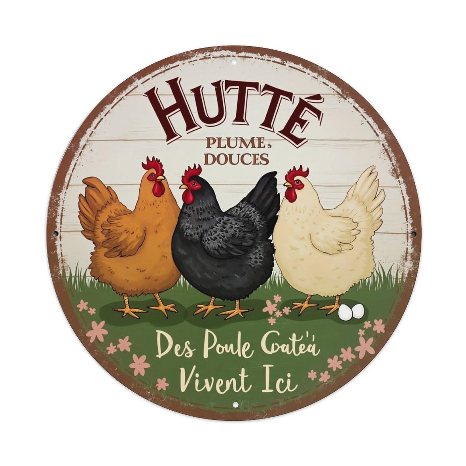 Jdyansheng Vintage Three Chickens On Grass Sign Tin Sign Metal Poster Metal Signs For Home Man Cave Bar Cafe Kitchen Laundry Room Wall Decorations 8X8 Inches
